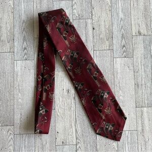 Vintage Robert‎ Talbott Neck Tie Golf Clubs Silk USCA Logo Red Black 58” x 3.75”